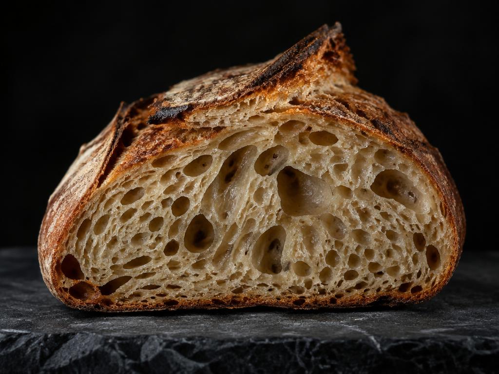 Correctly fermented sourdough crumb cross-section