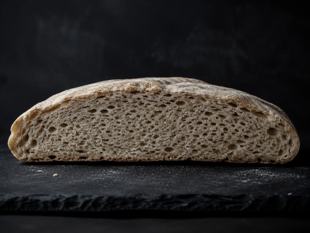 Over-fermented sourdough crumb cross-section